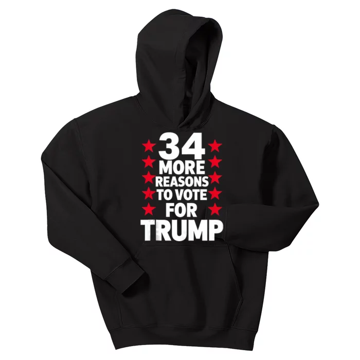 34 More Reasons To Vote For Trump Us Flag Pro Trump 2024 Kids Hoodie