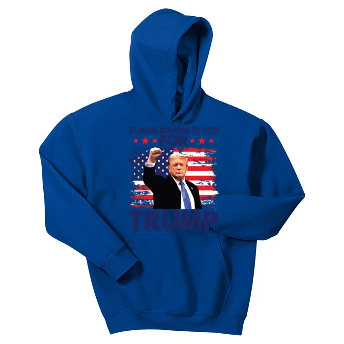 34 More Reasons To Vote For Trump Convicted Felon Trump 2024 Kids Hoodie