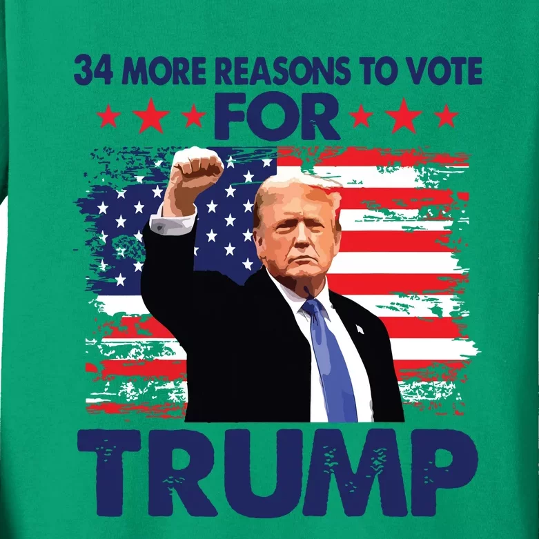 34 More Reasons To Vote For Trump Convicted Felon Trump 2024 Kids Long Sleeve Shirt