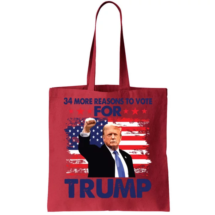 34 More Reasons To Vote For Trump Convicted Felon Trump 2024 Tote Bag