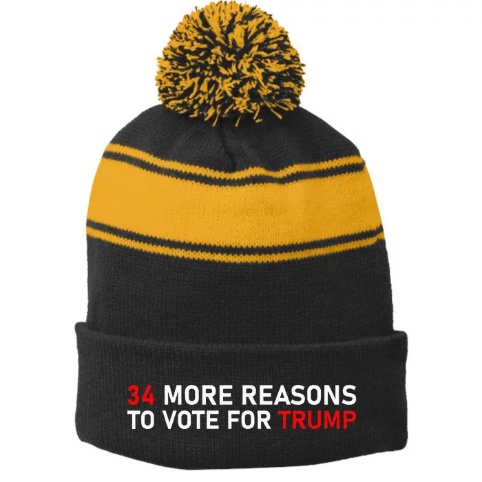 34 More Reasons To Vote For Trump Stripe Pom Pom Beanie