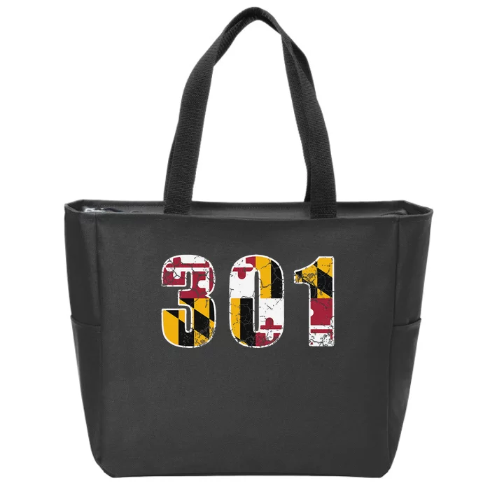 301 Maryland State Flag Home Family Vintage Distressed Zip Tote Bag