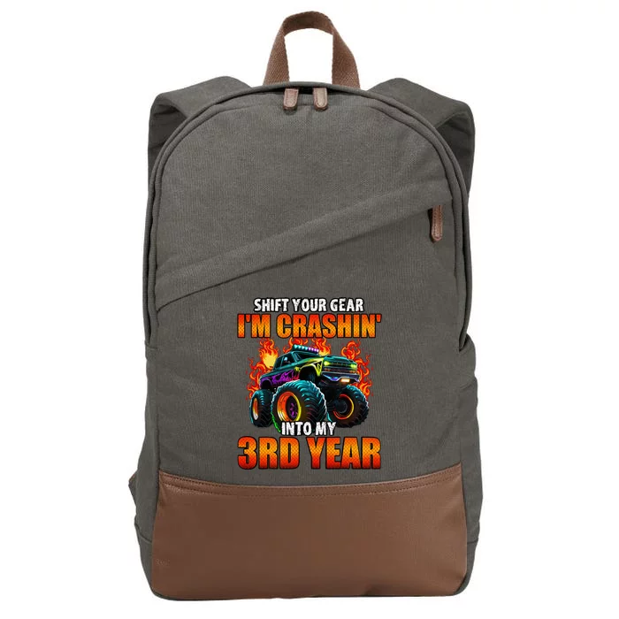 3rd Monster Truck Birthday Party Birthday Cotton Canvas Backpack