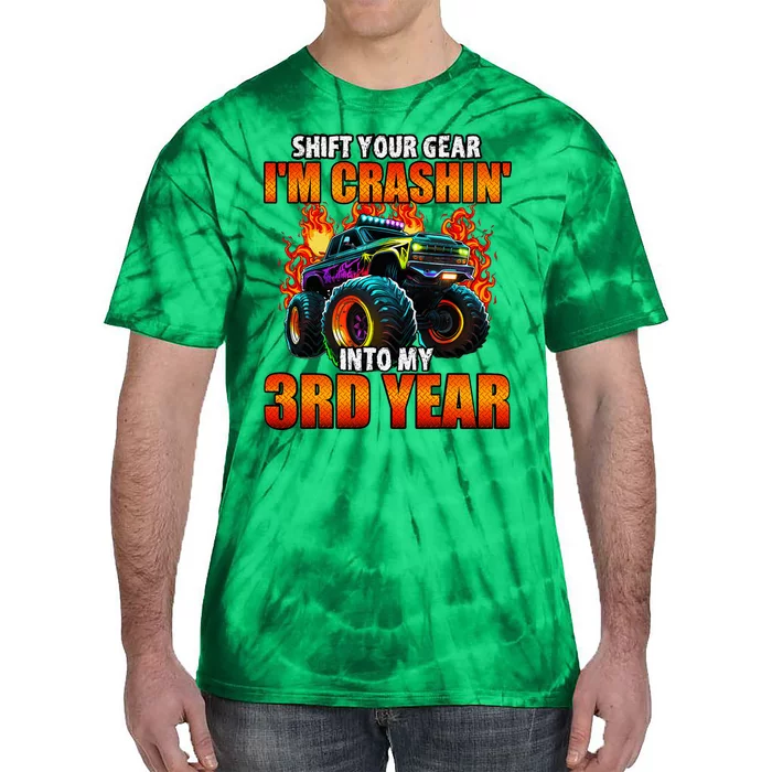 3rd Monster Truck Birthday Party Birthday Tie-Dye T-Shirt