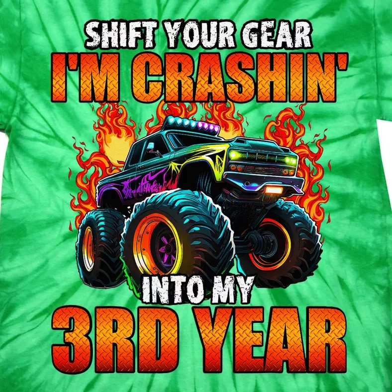 3rd Monster Truck Birthday Party Birthday Tie-Dye T-Shirt