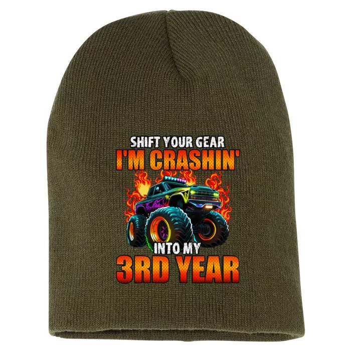 3rd Monster Truck Birthday Party Birthday Short Acrylic Beanie