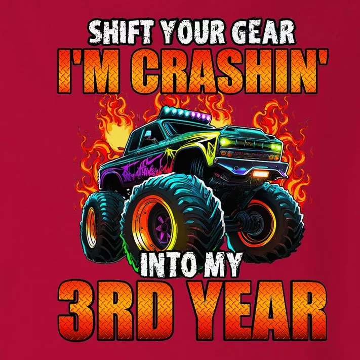 3rd Monster Truck Birthday Party Birthday Toddler Long Sleeve Shirt