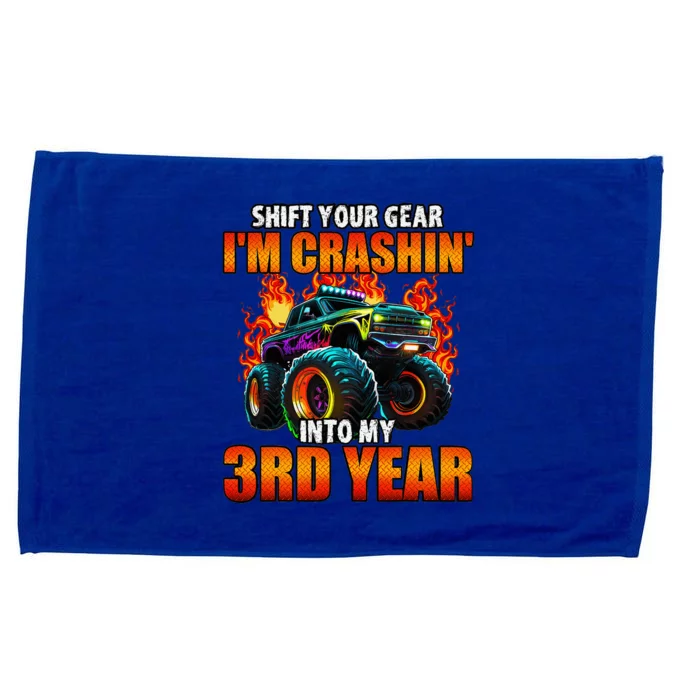 3rd Monster Truck Birthday Party Birthday Microfiber Hand Towel