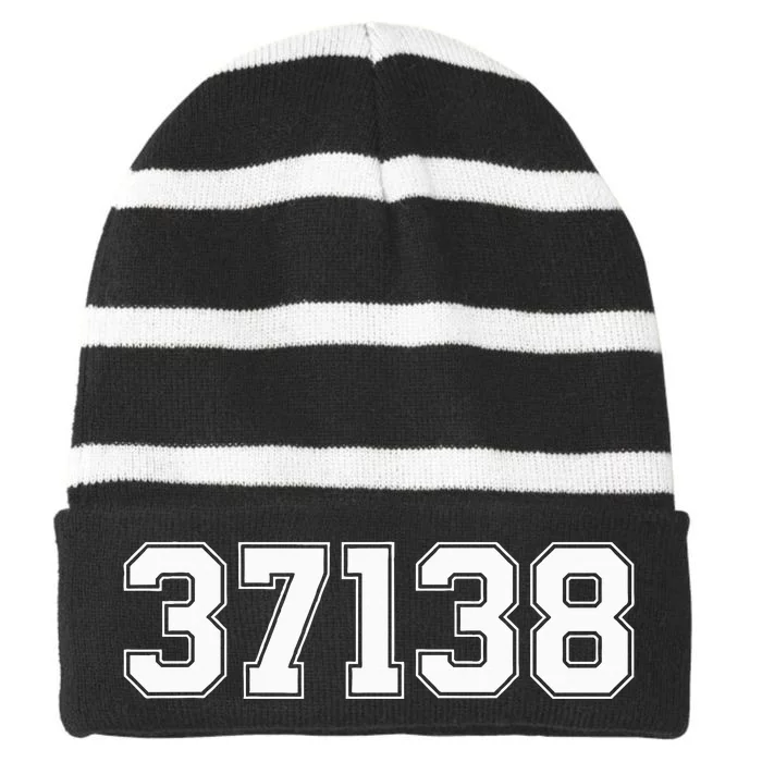 37138 Nate Bargatze Striped Beanie with Solid Band