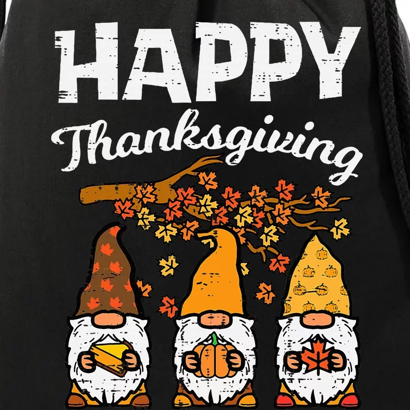 3 Nordic Gnomes Happy Thanksgiving Garden Drawstring Bag