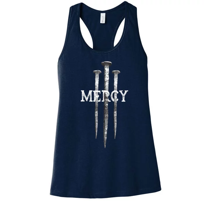 3 Nails Mercy Jesus S Christian Women's Racerback Tank