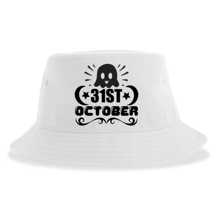 31 October Ghost Halloween Funny Sustainable Bucket Hat