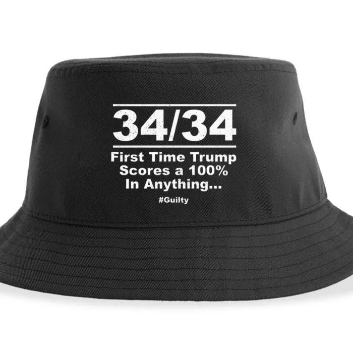 34 Out Of 34 First Time Trump Scores 100 Ny Trial Guilty Sustainable Bucket Hat