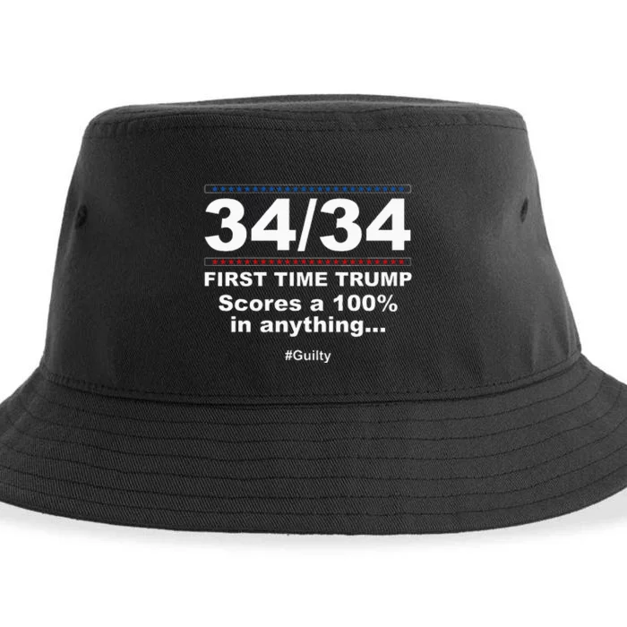 34 Out Of 34 First Time Trump Scores 100 Ny Trial Guilty Sustainable Bucket Hat