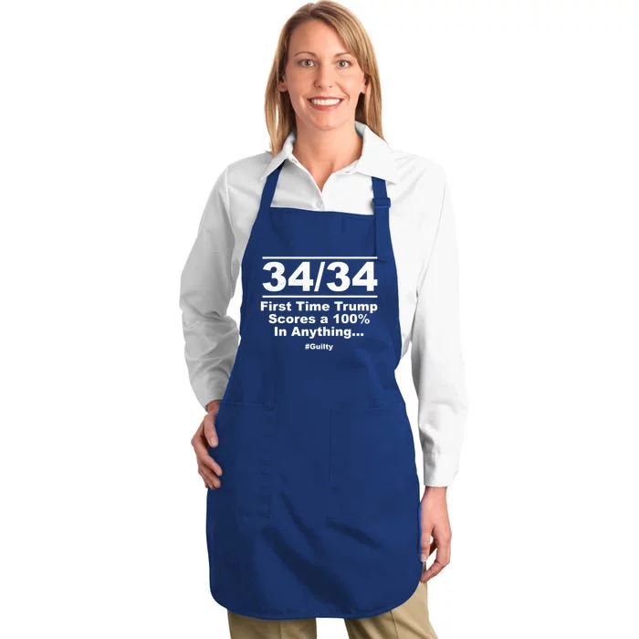 34 Out Of 34 First Time Trump Scores 100% Ny Trial Guilty Full-Length Apron With Pocket