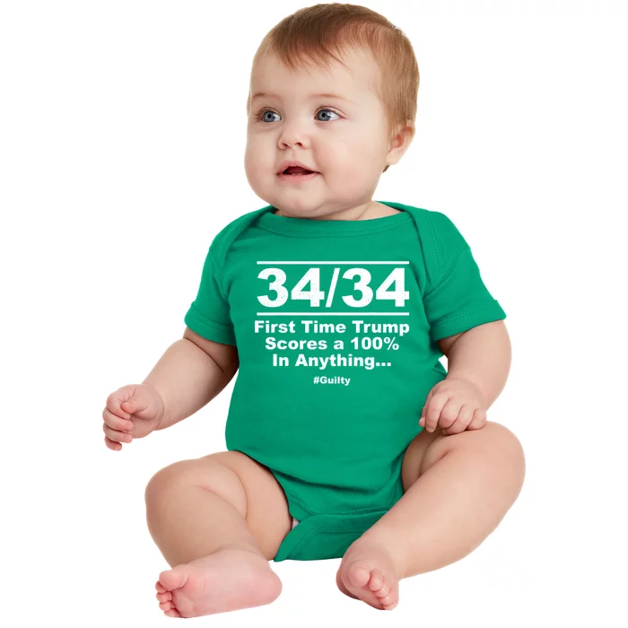 34 Out Of 34 First Time Trump Scores 100% Ny Trial Guilty Baby Bodysuit