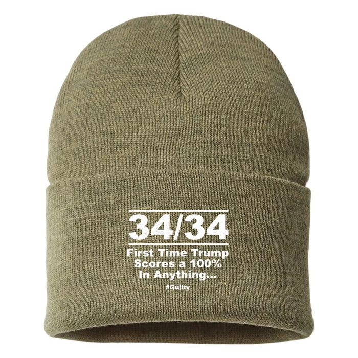 34 Out Of 34 First Time Trump Scores 100% Ny Trial Guilty Sustainable Knit Beanie