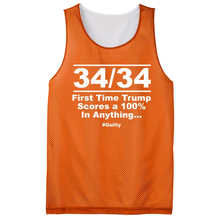 34 Out Of 34 First Time Trump Scores 100% Ny Trial Guilty Mesh Reversible Basketball Jersey Tank