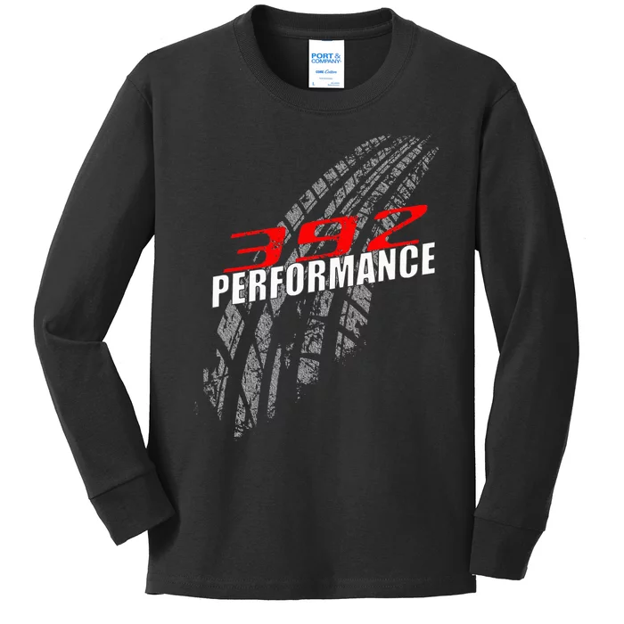 392 Performance 6.4 Tire Marks Race Car Kids Long Sleeve Shirt