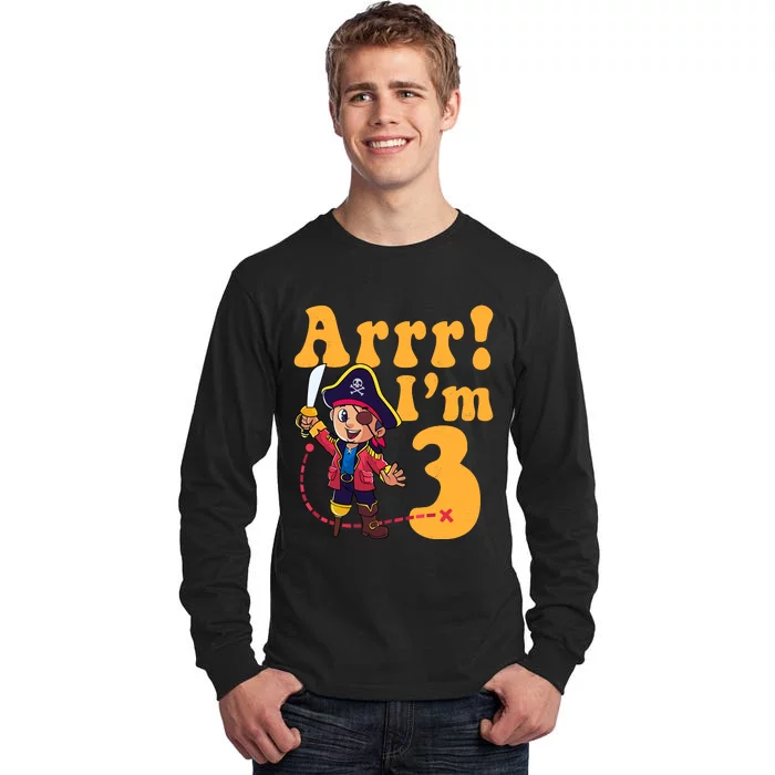 3rd Pirate Birthday Party Arrr IM 3 Three Years Old Tall Long Sleeve T-Shirt