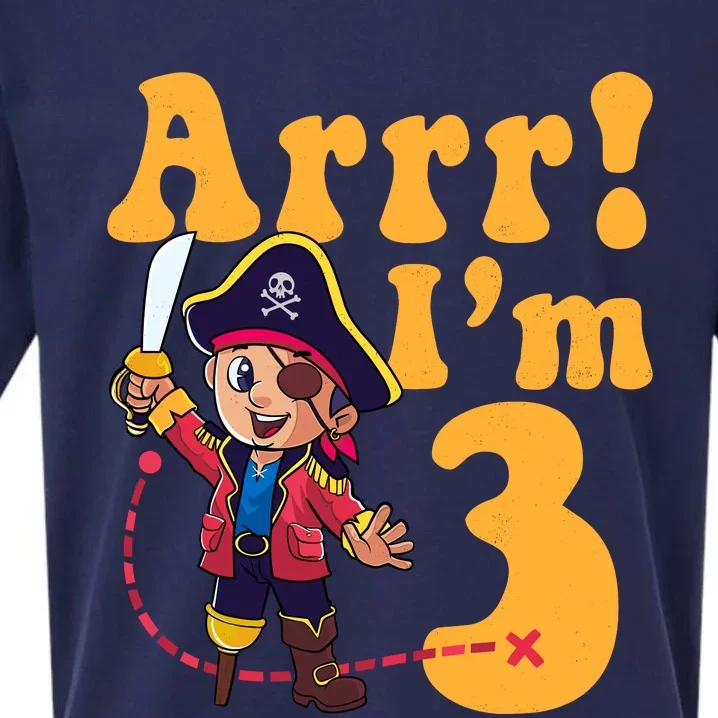 3rd Pirate Birthday Party Arrr IM 3 Three Years Old Sueded Cloud Jersey T-Shirt