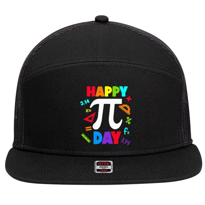 3.14 PI Day Pie Day Pi Symbol For Math Lovers 7 Panel Mesh Trucker Snapback Hat