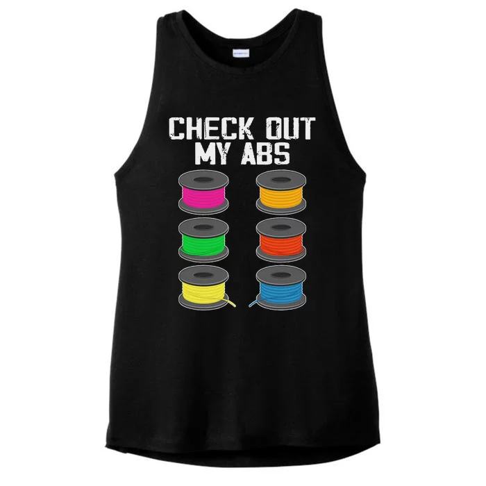 3d Printer Printing Lover Funny Check Out My Abs Filament Ladies Tri-Blend Wicking Tank