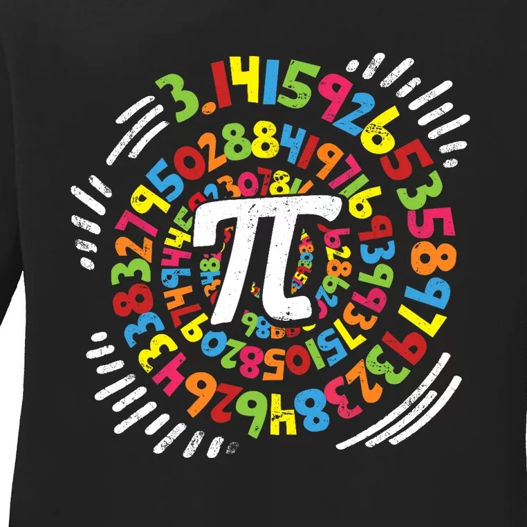 3.14 Pi Pop Art Spiral Math Science Geek Pi Day STEM Teacher Ladies Long Sleeve Shirt