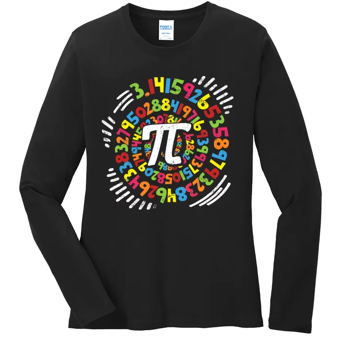 3.14 Pi Pop Art Spiral Math Science Geek Pi Day STEM Teacher Ladies Long Sleeve Shirt