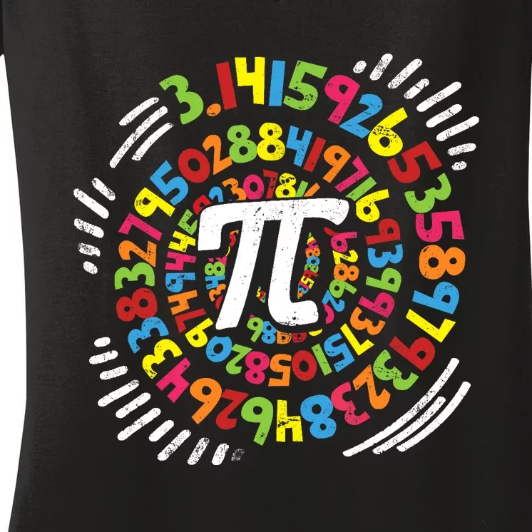 3.14 Pi Pop Art Spiral Math Science Geek Pi Day STEM Teacher Women's V-Neck T-Shirt