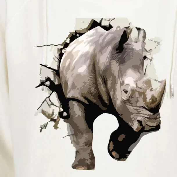 3D Rhino African Safari Animal Rhinoceros Tee Womens Funnel Neck Pullover Hood