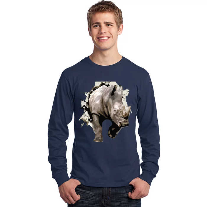 3D Rhino African Safari Animal Rhinoceros Tee Long Sleeve Shirt