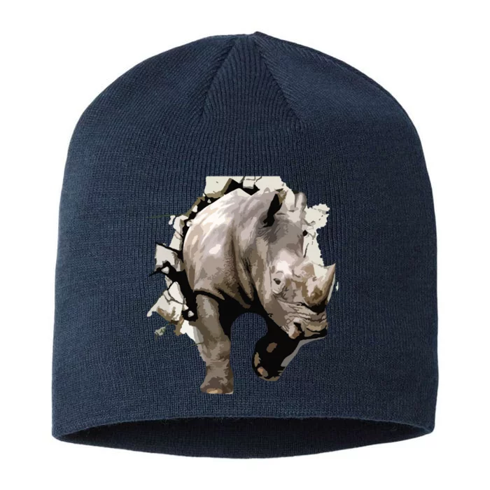 3D Rhino African Safari Animal Rhinoceros Tee 8 1/2in Sustainable Knit Beanie