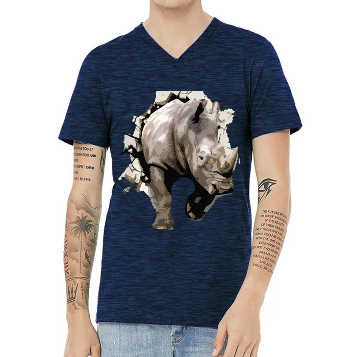 3D Rhino African Safari Animal Rhinoceros Tee V-Neck T-Shirt