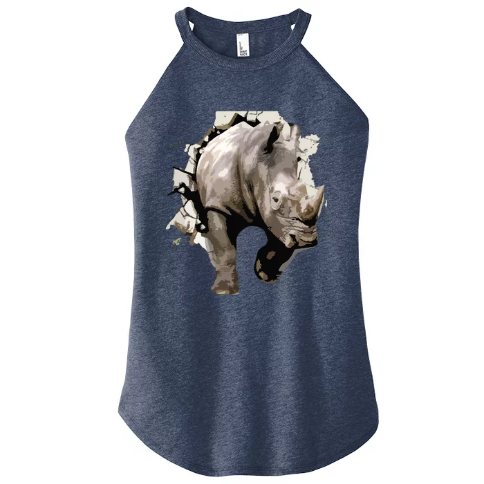 3D Rhino African Safari Animal Rhinoceros Tee Women’s Perfect Tri Rocker Tank