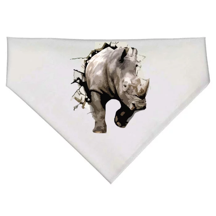 3D Rhino African Safari Animal Rhinoceros Tee USA-Made Doggie Bandana