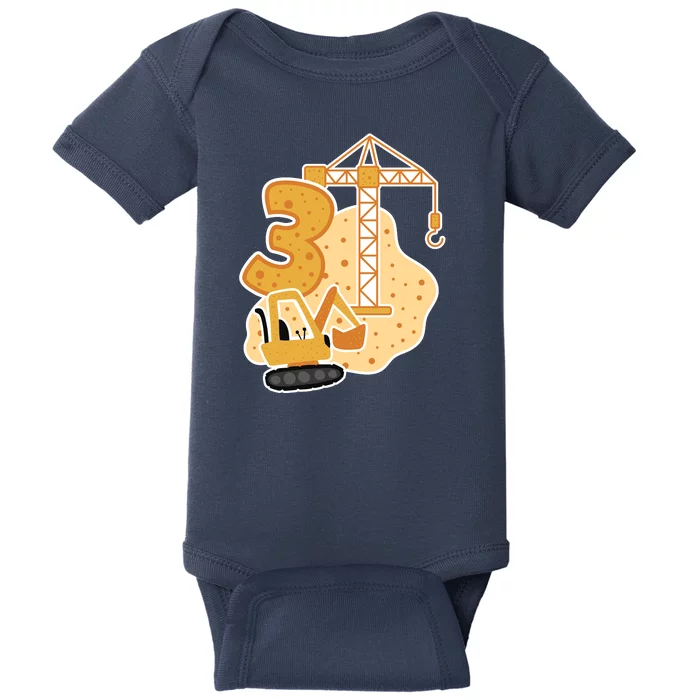 3rd Birthday Construction Baby Bodysuit