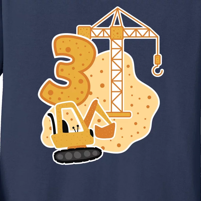 3rd Birthday Construction Kids Long Sleeve Shirt