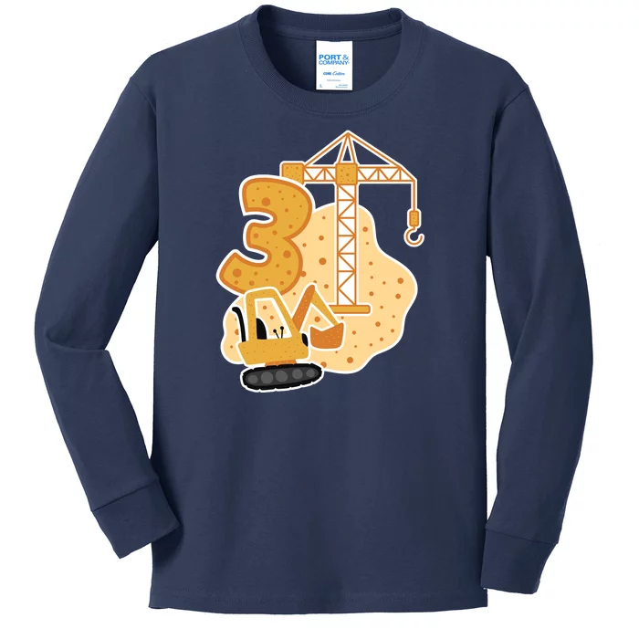 3rd Birthday Construction Kids Long Sleeve Shirt