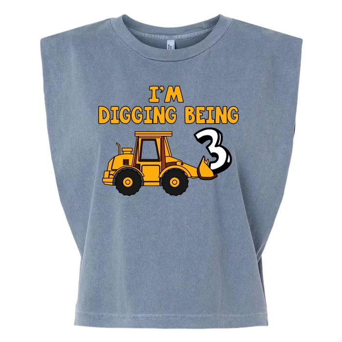 3rd Birthday I'm Digging Being Three Garment-Dyed Women's Muscle Tee