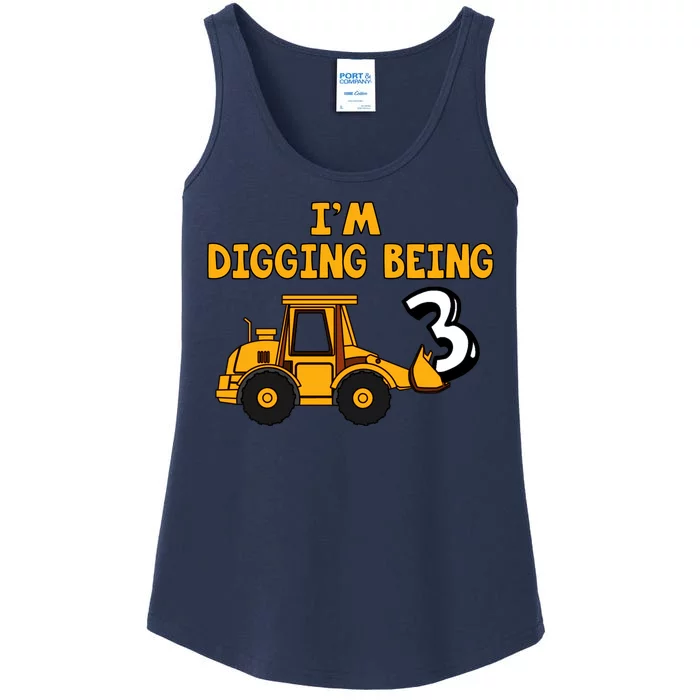 3rd Birthday I'm Digging Being Three Ladies Essential Tank