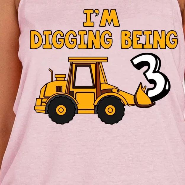 3rd Birthday I'm Digging Being Three Women's Knotted Racerback Tank