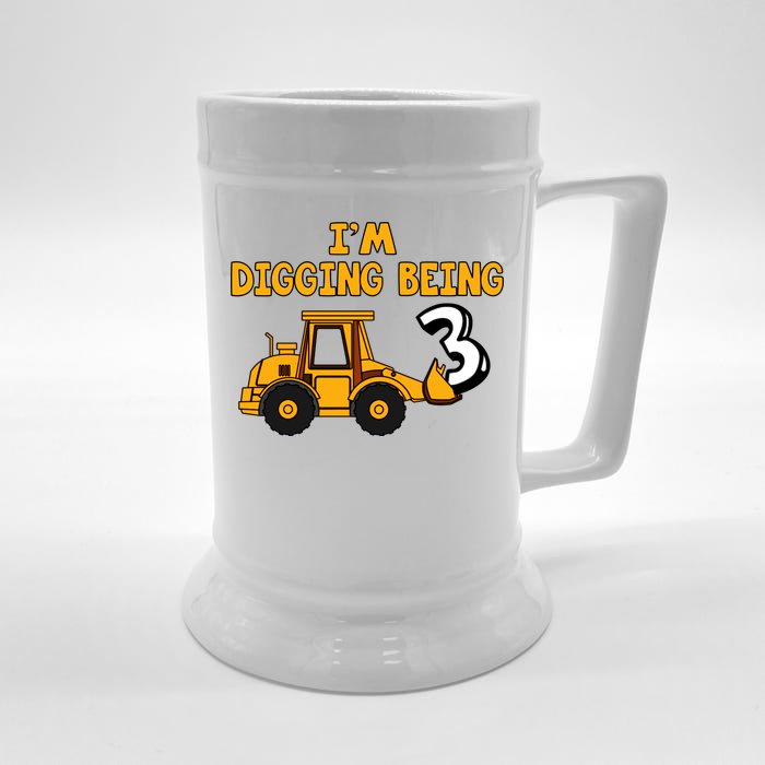 3rd Birthday I'm Digging Being Three Front & Back Beer Stein