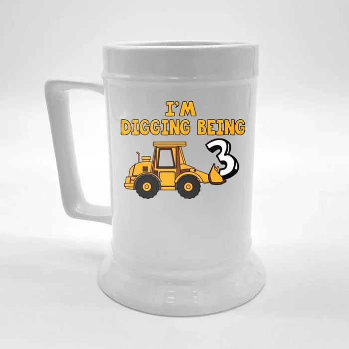 3rd Birthday I'm Digging Being Three Front & Back Beer Stein