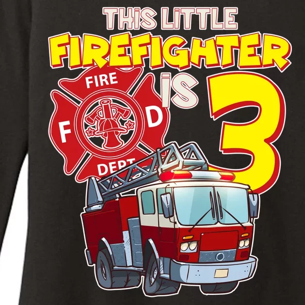 3rd Birthday This Little Firefighter Is Three Womens CVC Long Sleeve Shirt