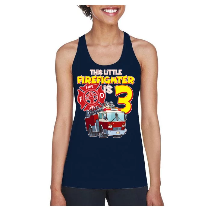 3rd Birthday This Little Firefighter Is Three Women's Racerback Tank