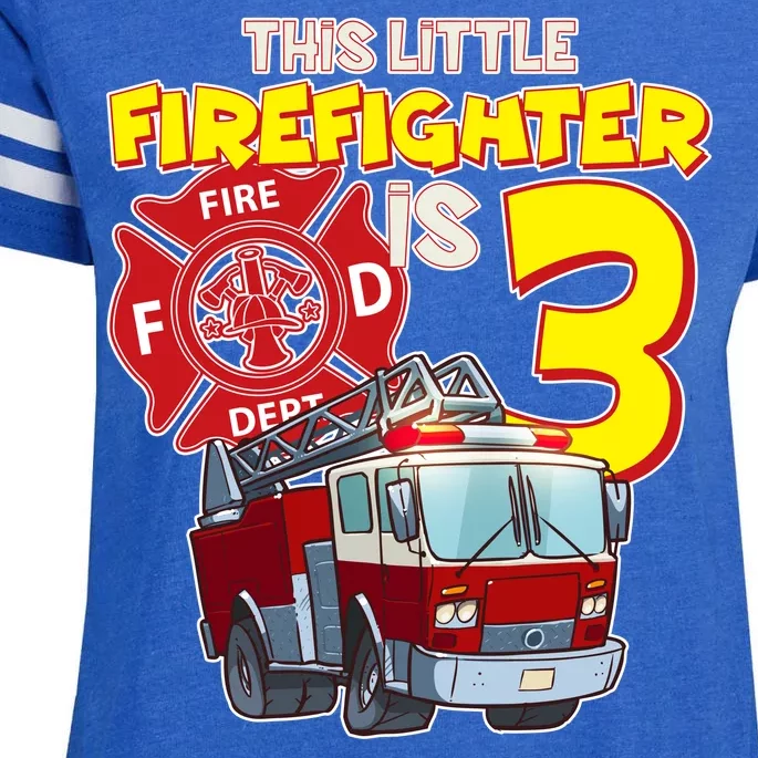 3rd Birthday This Little Firefighter Is Three Enza Ladies Jersey Football T-Shirt