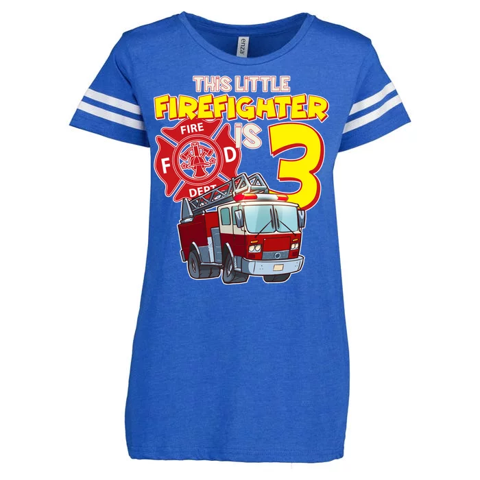 3rd Birthday This Little Firefighter Is Three Enza Ladies Jersey Football T-Shirt