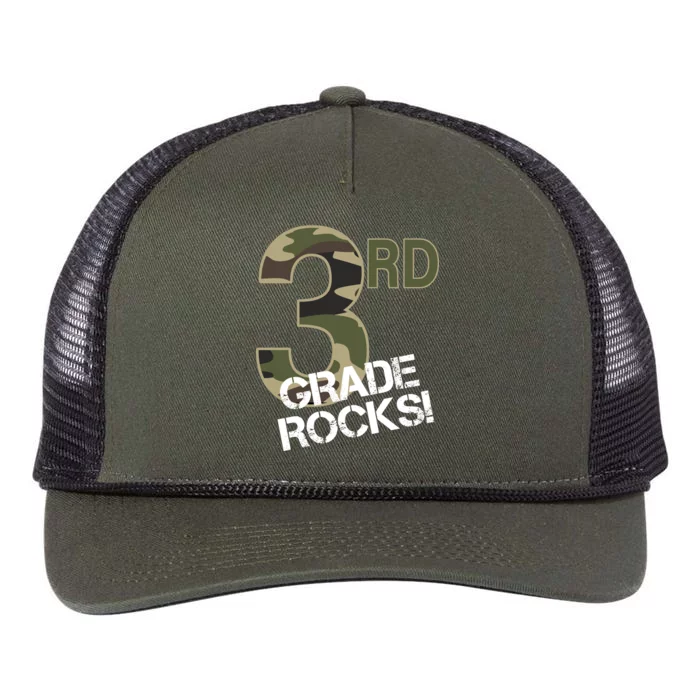 3rd Grade Rocks Camo Retro Rope Trucker Hat Cap