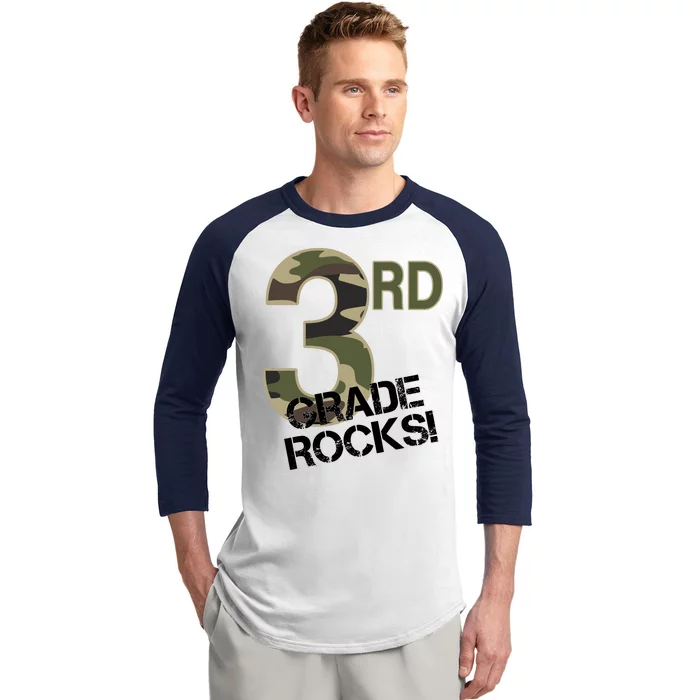 3rd Grade Rocks Camo Baseball Sleeve Shirt